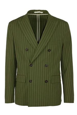 Green cotton double-breasted jacket PAOLO PECORA | L0131521R5A1